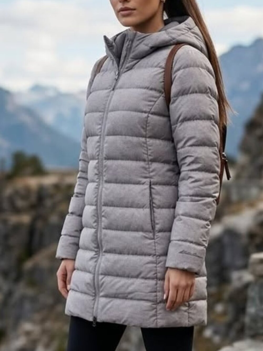 Women's Packable Eddie Bauer Down Puffer Parka Light Pink / Grey, Small
